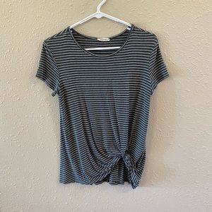 Grey and white stripped shirt. Size medium